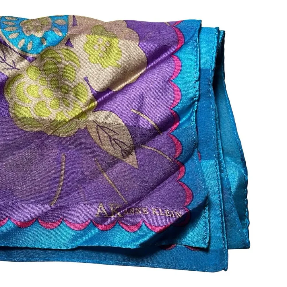 Anne Klein Purple Scarf 21” X 21” Silk Square Unisex